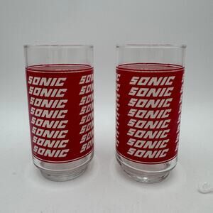 Vintage Sonic Drive-In Glasses Collectible Set of 2 1983